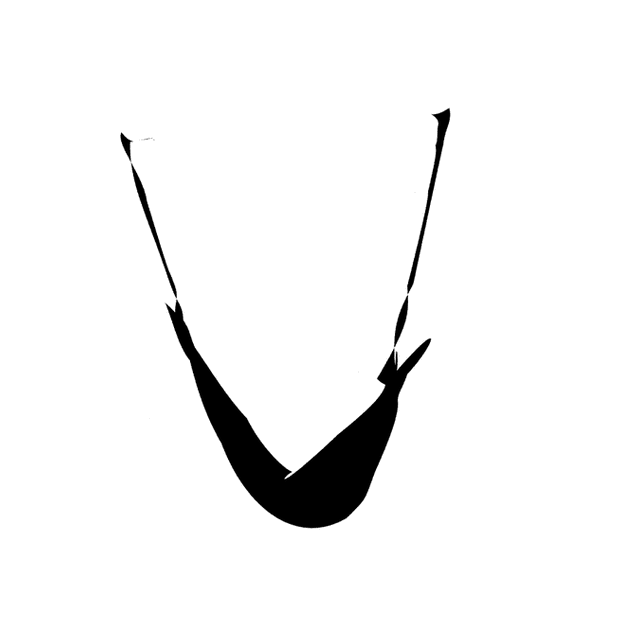 The free per-frame drive arm animating the U as a slung hammock swinging in a wide lazy arc.