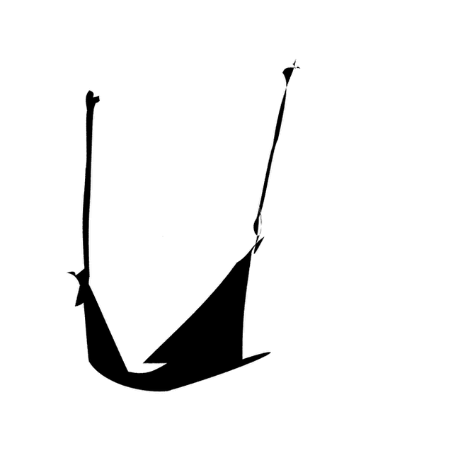 The full model animating the U as a slung hammock swinging in a wide lazy arc.
