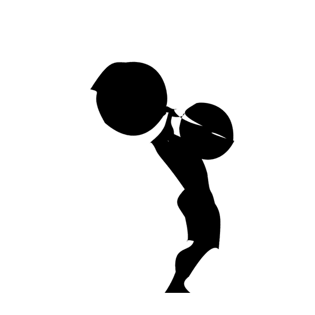 The free per-frame drive arm animating the T as a weightlifter pressing a barbell overhead.