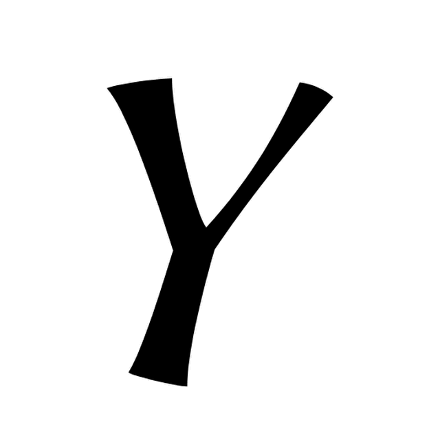 Astra's font-only animation of the Y: a man cheering with raised arms.