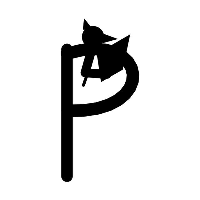 Astra's animation of the P as a griffin perched on a banner pole.