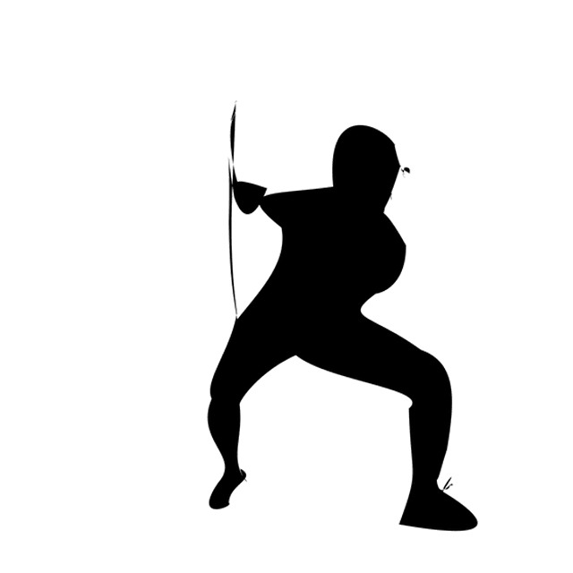 Dynamic Typography's animation of the K as a fencer lunging.