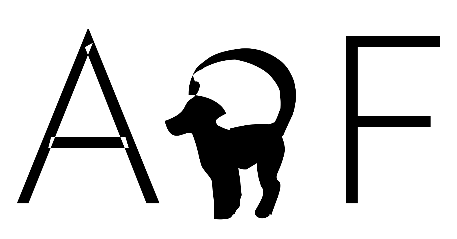 The word ARF, with the R animated as an excited puppy bouncing.