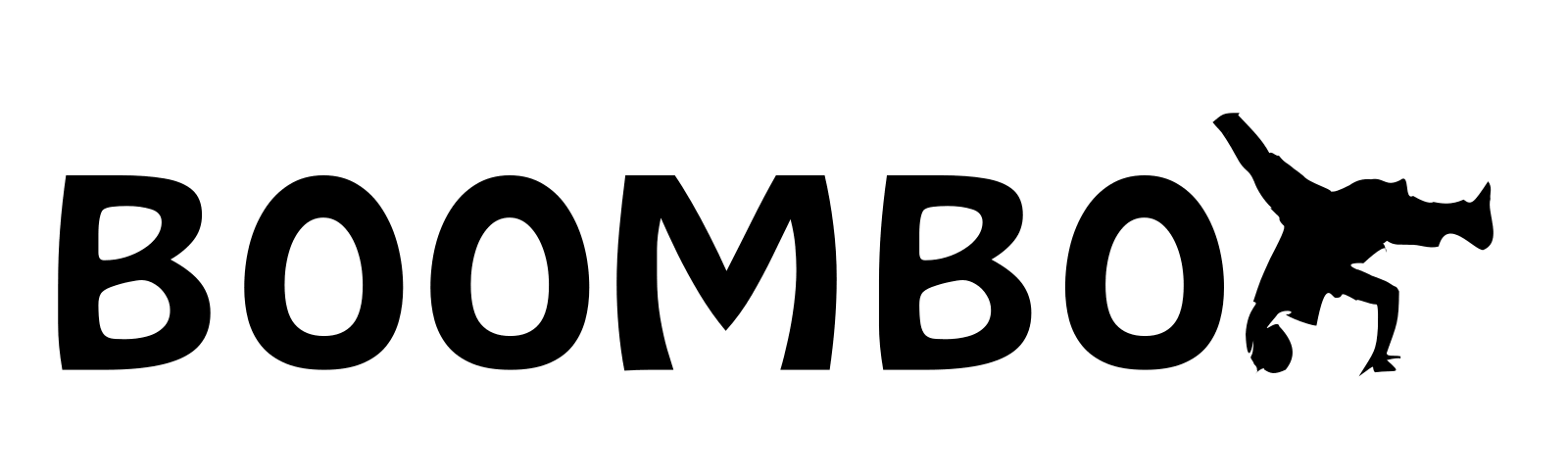 The word BOOMBOX, with the X animated as a breakdancer mid-windmill.
