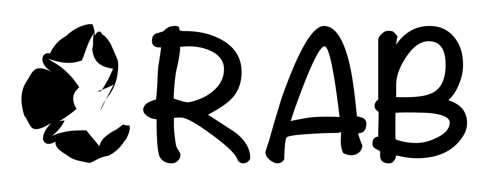 The word CRAB, with the C animated as a crab snapping its pincer open and shut.
