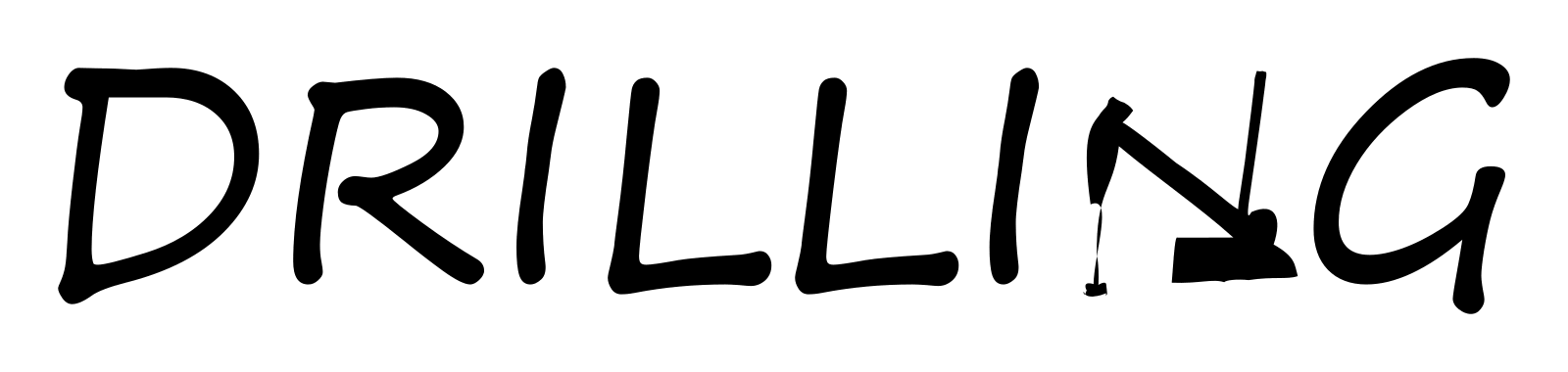 The word DRILLING, with the N animated as a pump jack whose head nods on a fixed base.