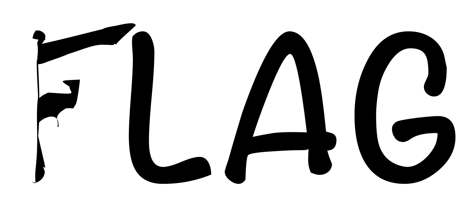 The word FLAG, with the F animated as a long pennant flag snapping along its pole.