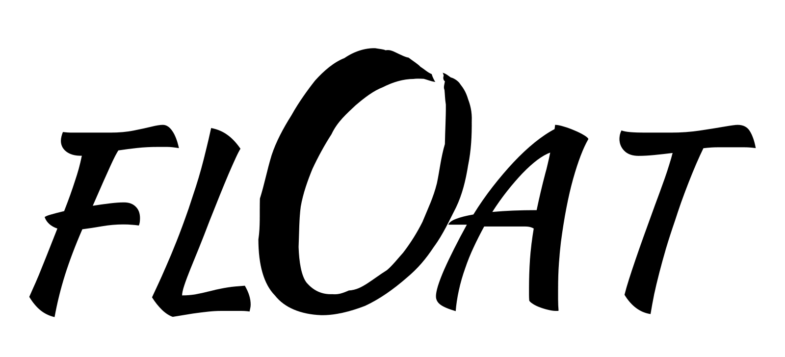 The word FLOAT, with the O animated floating side to side, the letter itself left unreshaped.