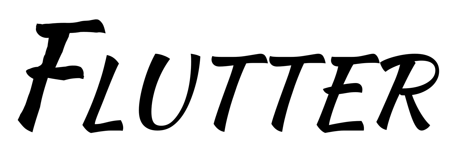 The word FLUTTER, with the F animated as a flag fluttering on its pole, the letter itself left unreshaped.