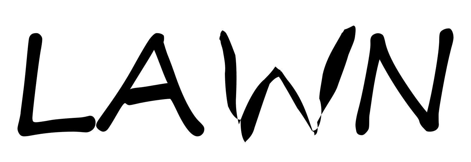 The word LAWN, with the W animated as tall grass blades swaying together in the wind.