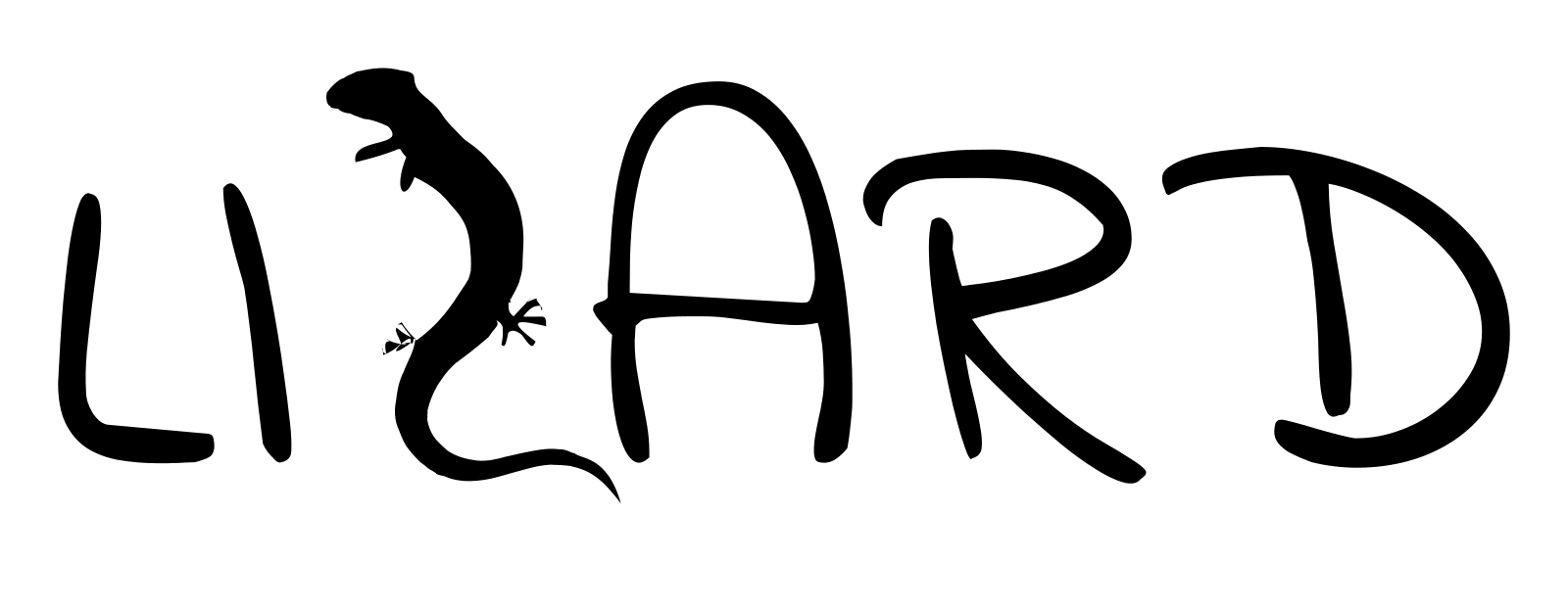 The word LIZARD, with the Z animated as a lizard scurrying, its body flexing side to side.
