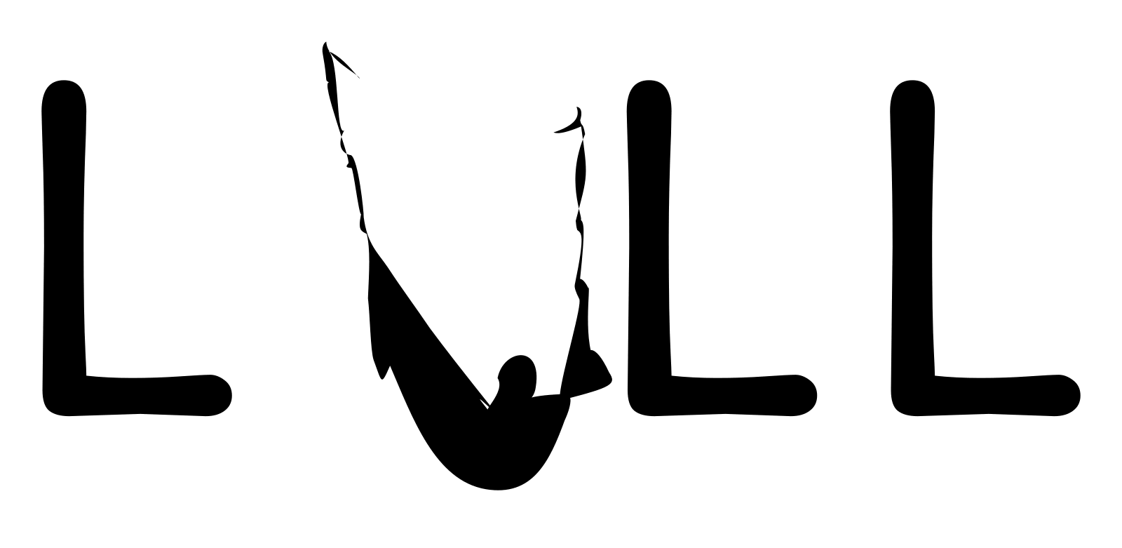 The word LULL, with the U animated as a slung hammock swinging in a lazy arc.