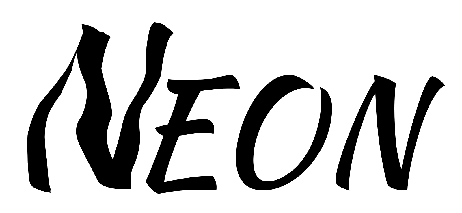 The word NEON, with the N animated as a flag zigzag rippling, the letter itself left unreshaped.