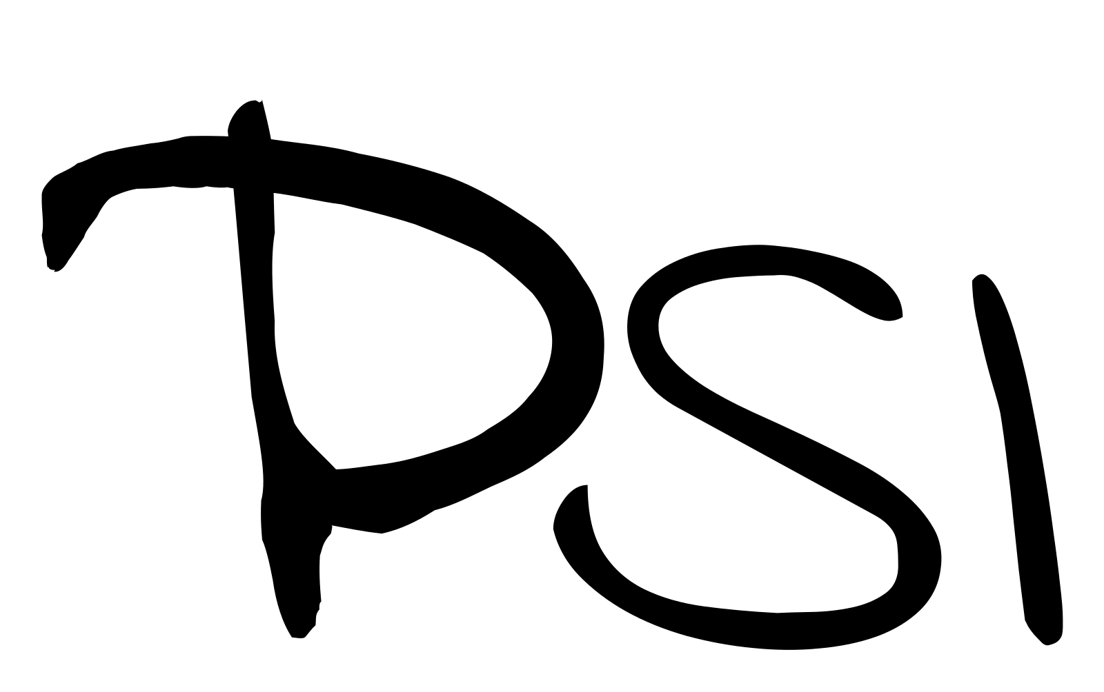 The word PSI, with the P animated as a gauge needle tilting, the letter itself left unreshaped.