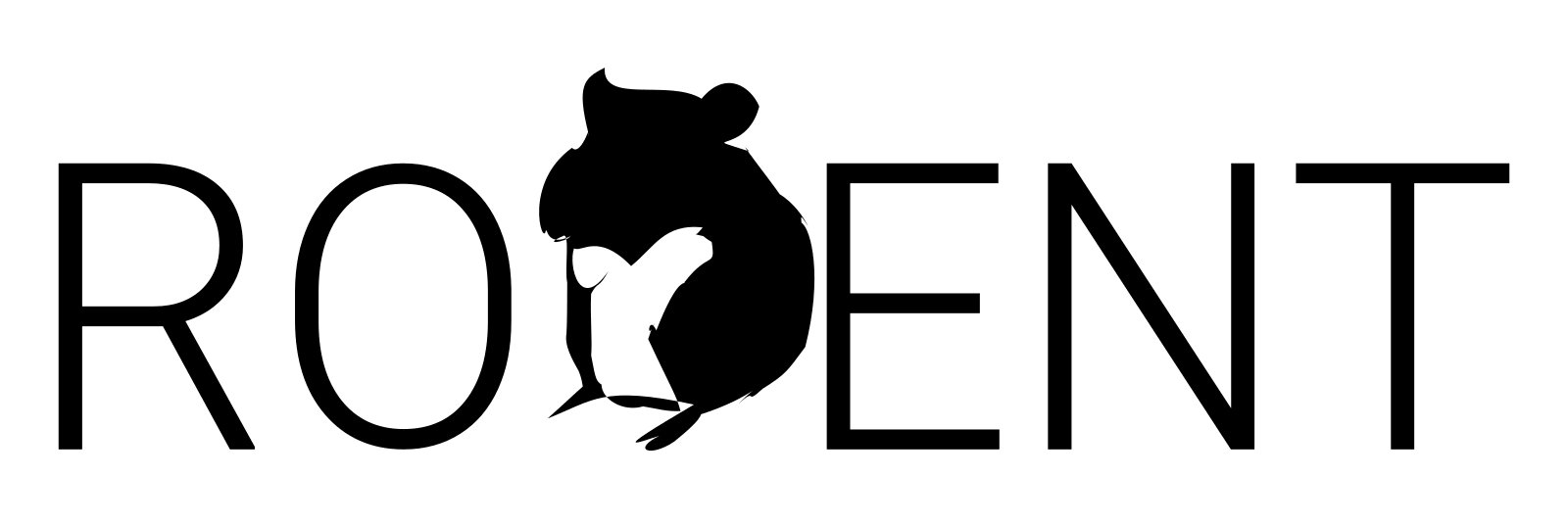 The word RODENT, with the D animated as a sitting hamster stuffing one cheek.