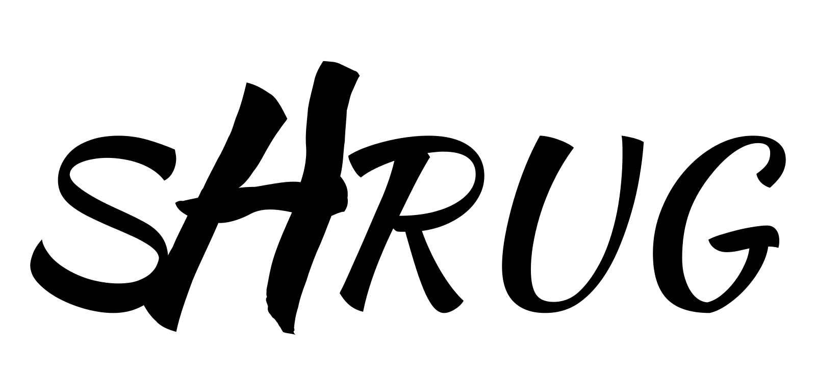 The word SHRUG, with the H animated as a man shrugging his shoulders, the letter itself left unreshaped.