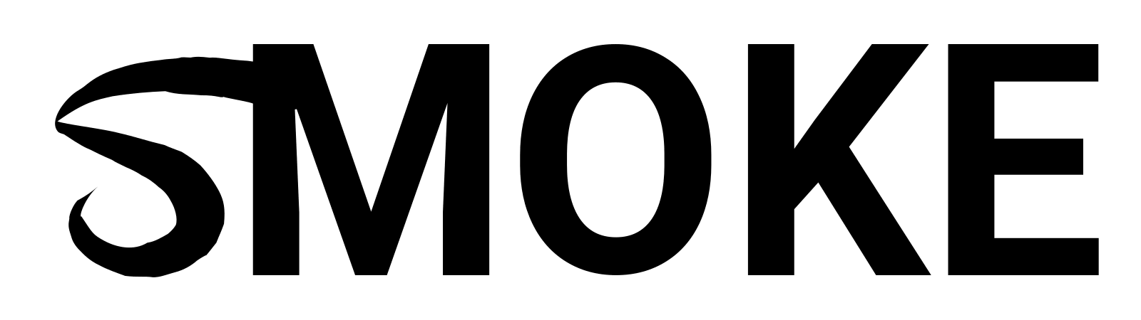 The word SMOKE, with the S animated as a plume of smoke curling upward.