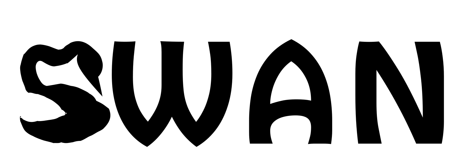 The word SWAN, with the S animated as a swan bobbing its long curved neck down and up.