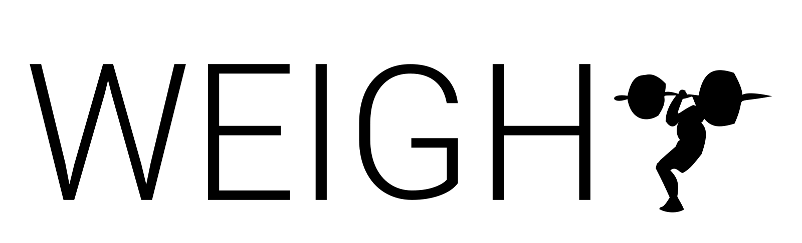The word WEIGHT, with the T animated as a weightlifter pressing a barbell overhead.