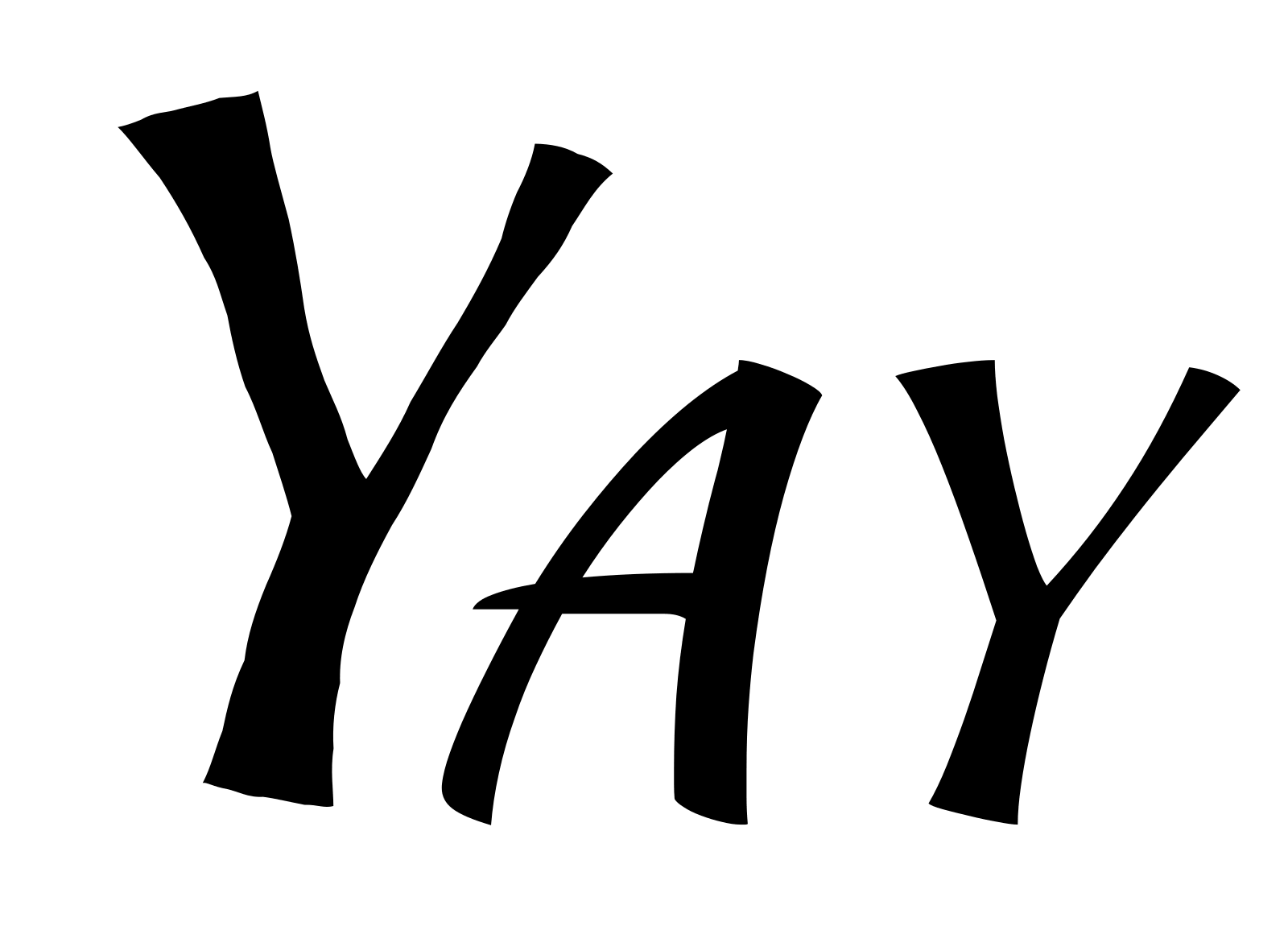The word YAY, with the Y animated as a man cheering with raised arms, the letter itself left unreshaped.
